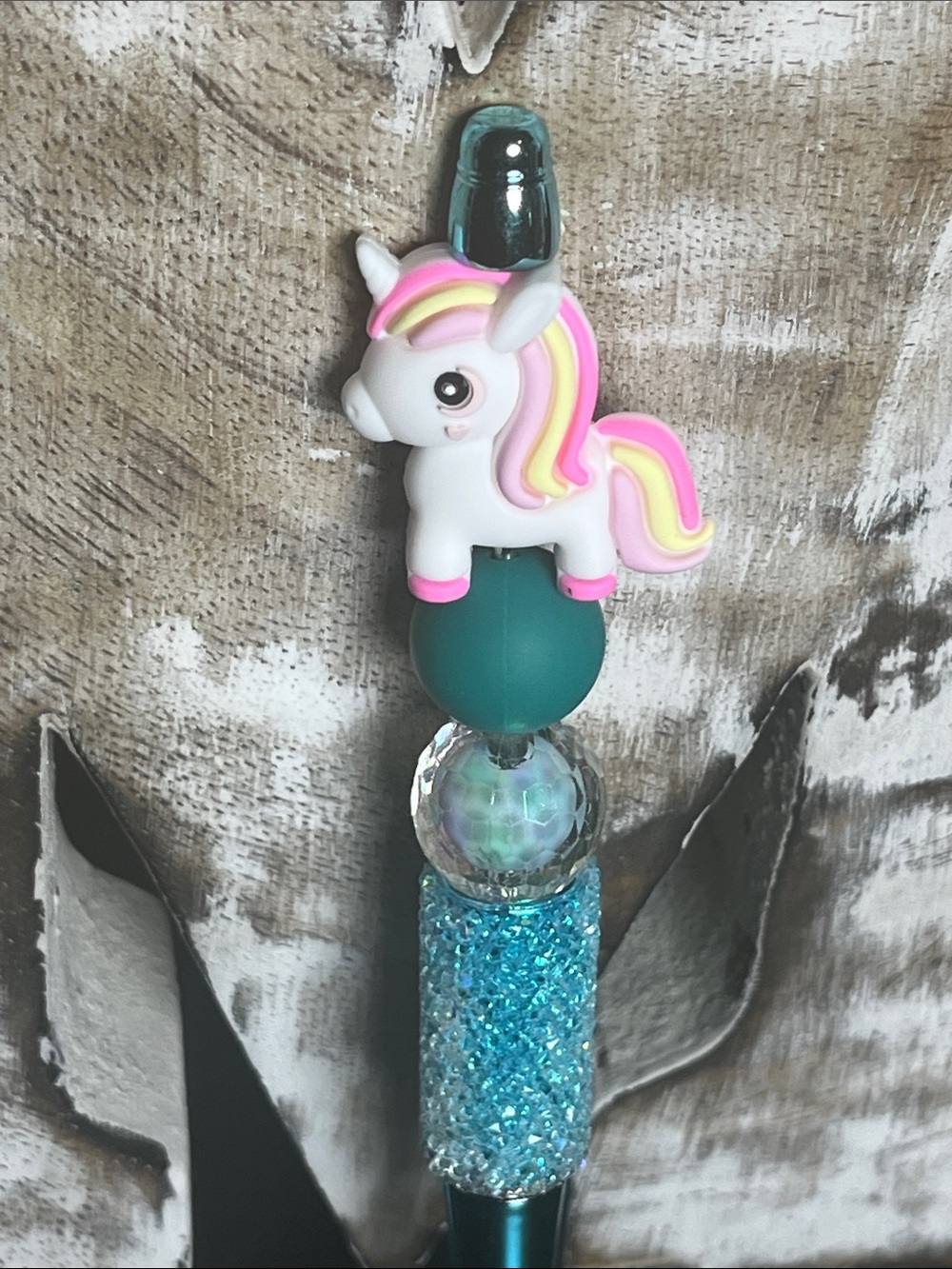 Pens By Alex - Unicorn on Teal Pen